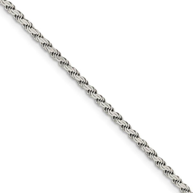 2.25mm Sterling Silver Solid Flat Rope Chain Necklace, 22 Inch
